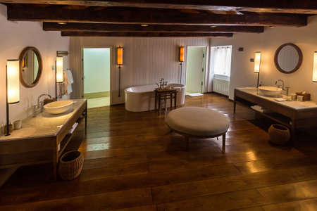 Bathroom interior in Island Sveti Stefan - Montenegro - interior backgroundのeditorial素材