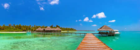 Tropical Maldives island - nature travel backgroundの写真素材