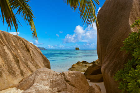 Beach Source d'Argent at Seychelles - nature background