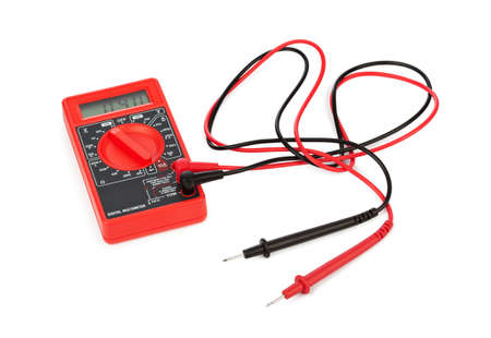 Electric multimeter isolated on white backgroundの写真素材