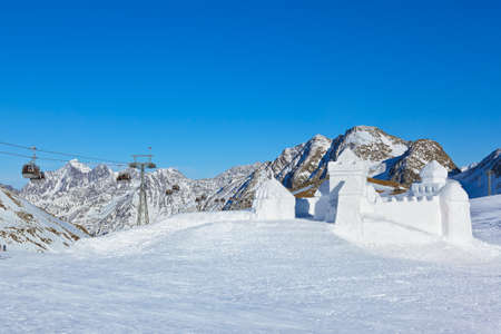 Snow fort in mountains ski resort Innsbruck Austria - nature and sport background