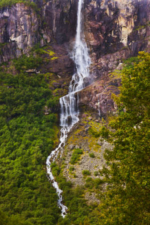 Waterfall near Briksdal glacier - Norway - nature and travel background