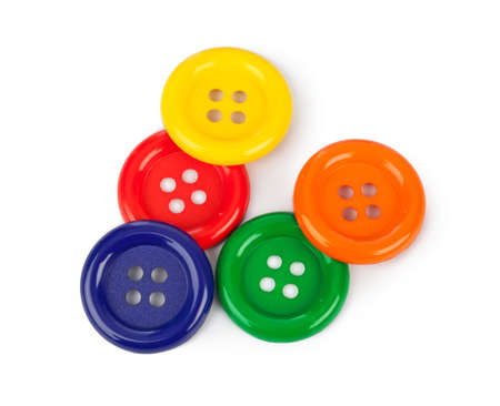 Multicolored buttons isolated on white backgroundの写真素材