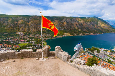 Kotor Bay and Old Town - Montenegro - nature and architecture backgroundのeditorial素材