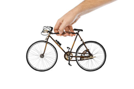 Toy bicycle isolated on white backgroundの写真素材