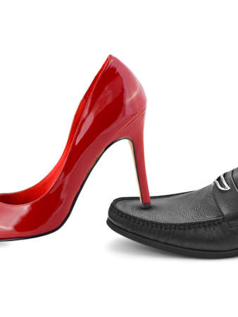 Man and woman shoes isolated on white backgroundの写真素材