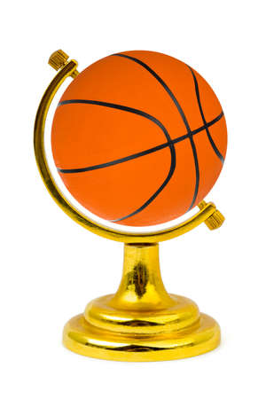 Basketball ball like a globe isolated on a white backgroundの写真素材