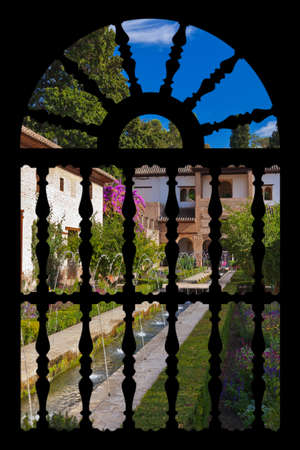 Alhambra palace at Granada Spain - architecture and nature backgroundのeditorial素材