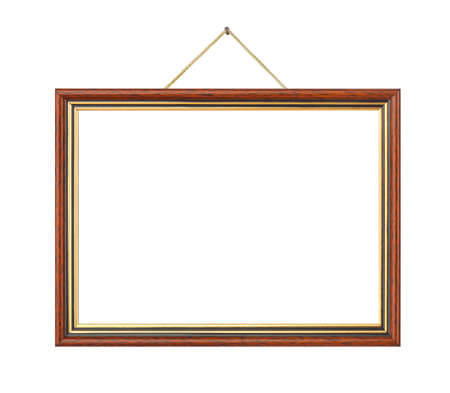 Retro frame on rope isolated on white backgroundの写真素材