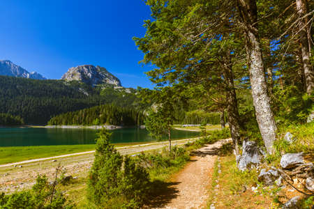 Black Lake (Crno Jezero) in Durmitor - Montenegro - nature travel backgroundの写真素材