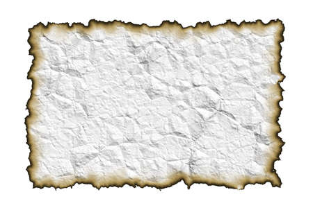 Old paper with burnt edges isolated on white backgroundの写真素材