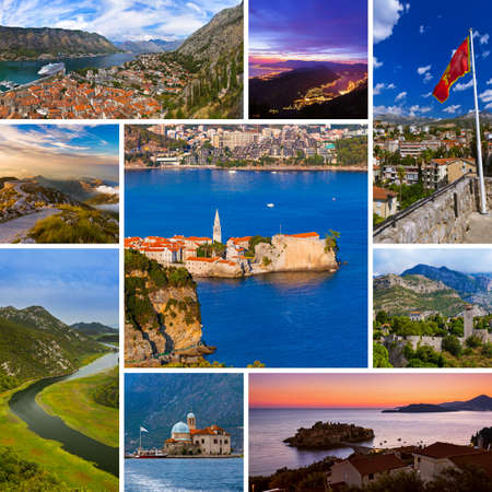 Collage of Montenegro travel images (my photos) - nature and architecture backgroundの写真素材