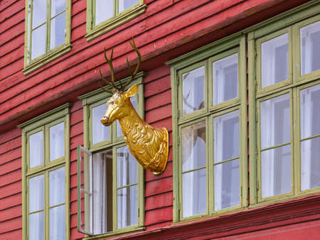 Famous Bryggen street in Bergen Norway - architecture backgroundの写真素材