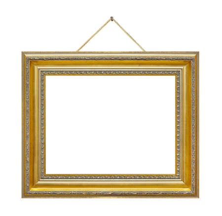 Retro frame on rope isolated on white backgroundの写真素材