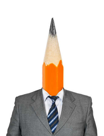Pencil instead head isolated on white backgroundの写真素材