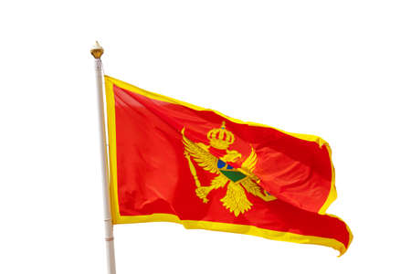 Montenegro flag - isolated on white backgroundの写真素材