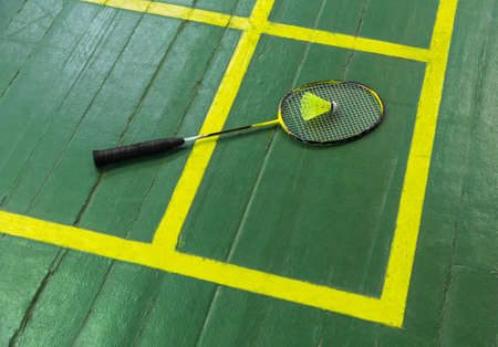 Badminton racket and shuttlecock - sport backgroundの写真素材