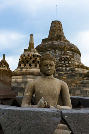 Borobudur Buddist Temple in island Java Indonesia - travel and architecture backgroundの写真素材
