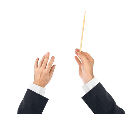 Music conductor hands isolated on white background