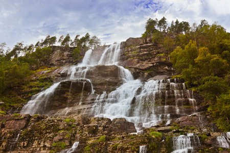 Tvinde fossen Waterfall - Voss Norway - nature and travel backgroundの写真素材
