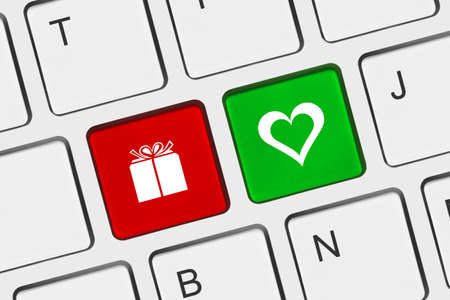 Computer keyboard with love keysの写真素材