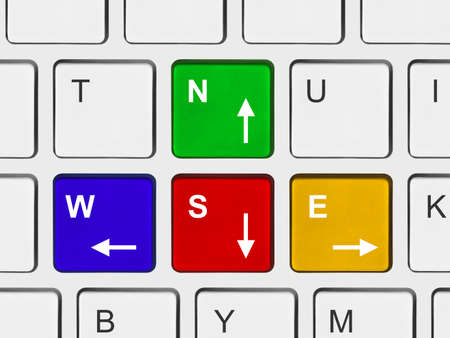 Compass made of arrow keysの写真素材