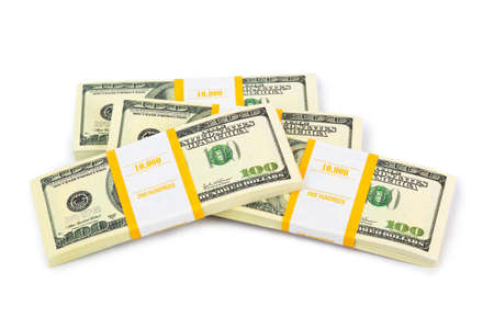 Money stacks isolated on white background