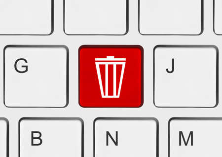 Computer keyboard with garbage keyの写真素材