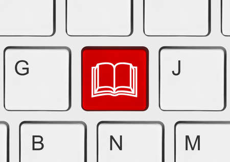 Computer keyboard with Book keyの写真素材