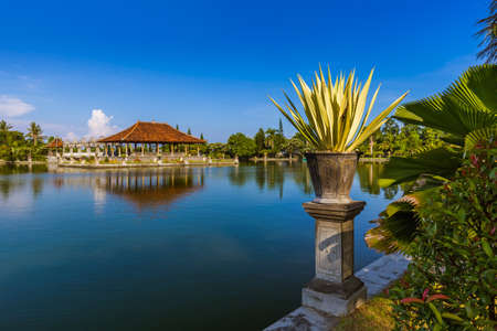 Water Palace Taman Ujung in Bali Island Indonesia - travel and architecture backgroundの写真素材