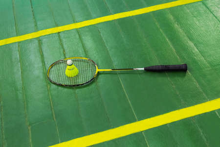 Badminton racket and shuttlecock - sport backgroundの写真素材