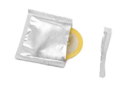 Condom - isolated on white backgroundの写真素材