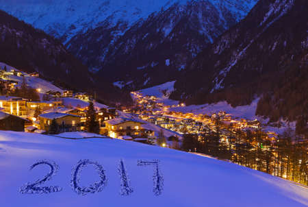 2017 on snow at mountains - Solden Austria - celebration background