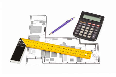 Apartment plan isolated on white backgroundの写真素材