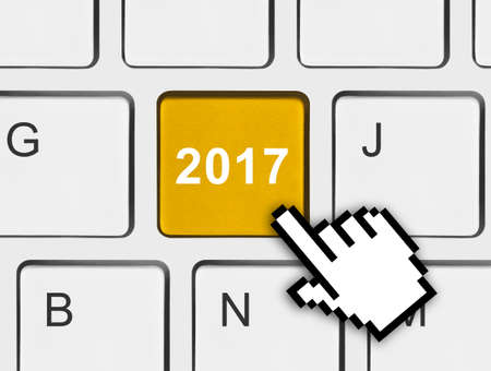 Computer keyboard with 2017 key - holiday conceptの写真素材