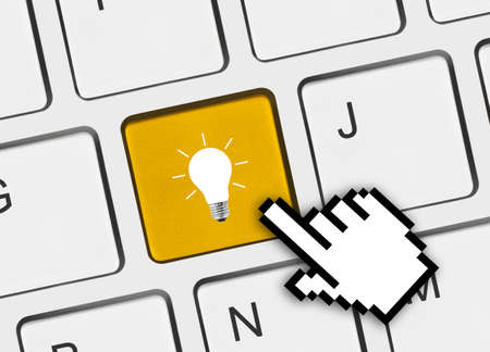 Computer keyboard with lamp key - technology background