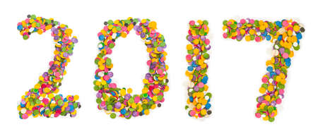 2017 made of confetti isolated on white background