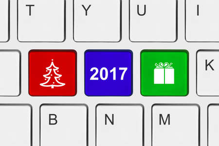 Computer keyboard with New Year keys - holiday conceptの写真素材