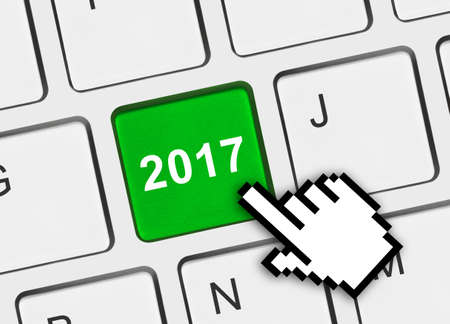 Computer keyboard with 2017 key - holiday conceptの写真素材