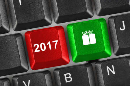 Computer keyboard with 2017 keys - holiday conceptの写真素材