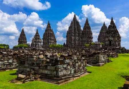 Prambanan temple near Yogyakarta on Java island Indonesia - travel and architecture backgroundの写真素材