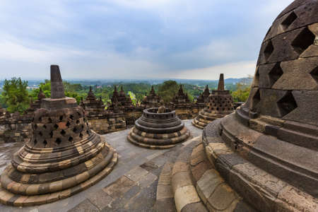 Borobudur Buddist Temple in island Java Indonesia - travel and architecture backgroundの写真素材