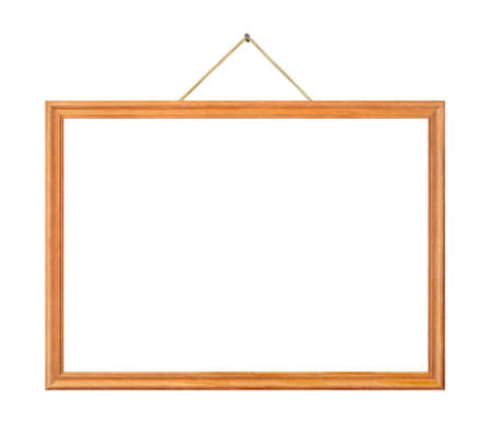 Retro frame on rope isolated on white backgroundの写真素材