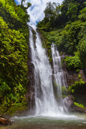Sekumpul waterfall on Bali island Indonesia - travel and nature backgroundの写真素材