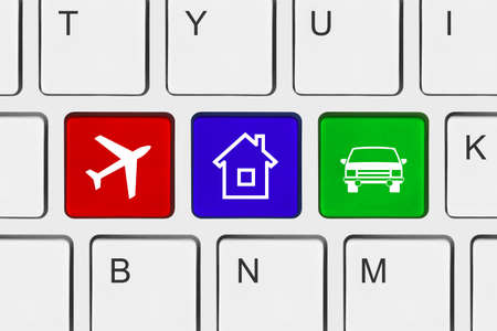Computer keyboard with Travel key - technology backgroundの写真素材