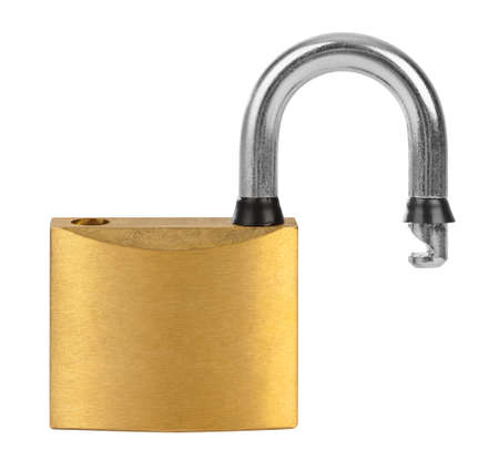 Opened lock isolated on white background
