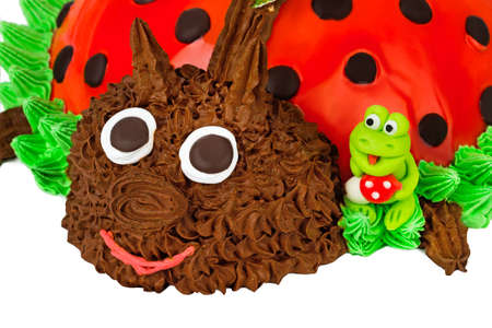 Cake in the form of a Ladybug isolated on white backgroundの写真素材