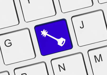 Computer keyboard with security key - technology conceptの写真素材