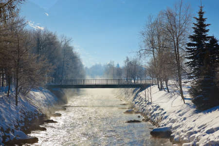 Morning at mountains ski resort Bad Hofgastein Austria - nature and architecture backgroundの写真素材