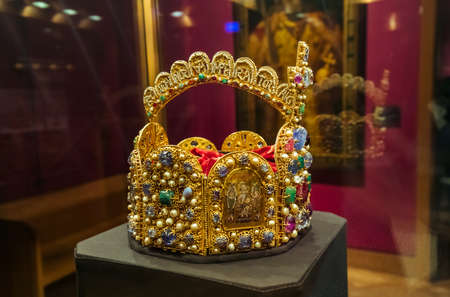 Crown in Museum Hofburg palace in Vienna Austria - travel background